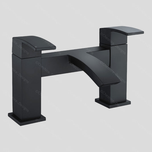 Black Bath Tap Waterfall Mixer Mono Square Modern Faucet Bathroom