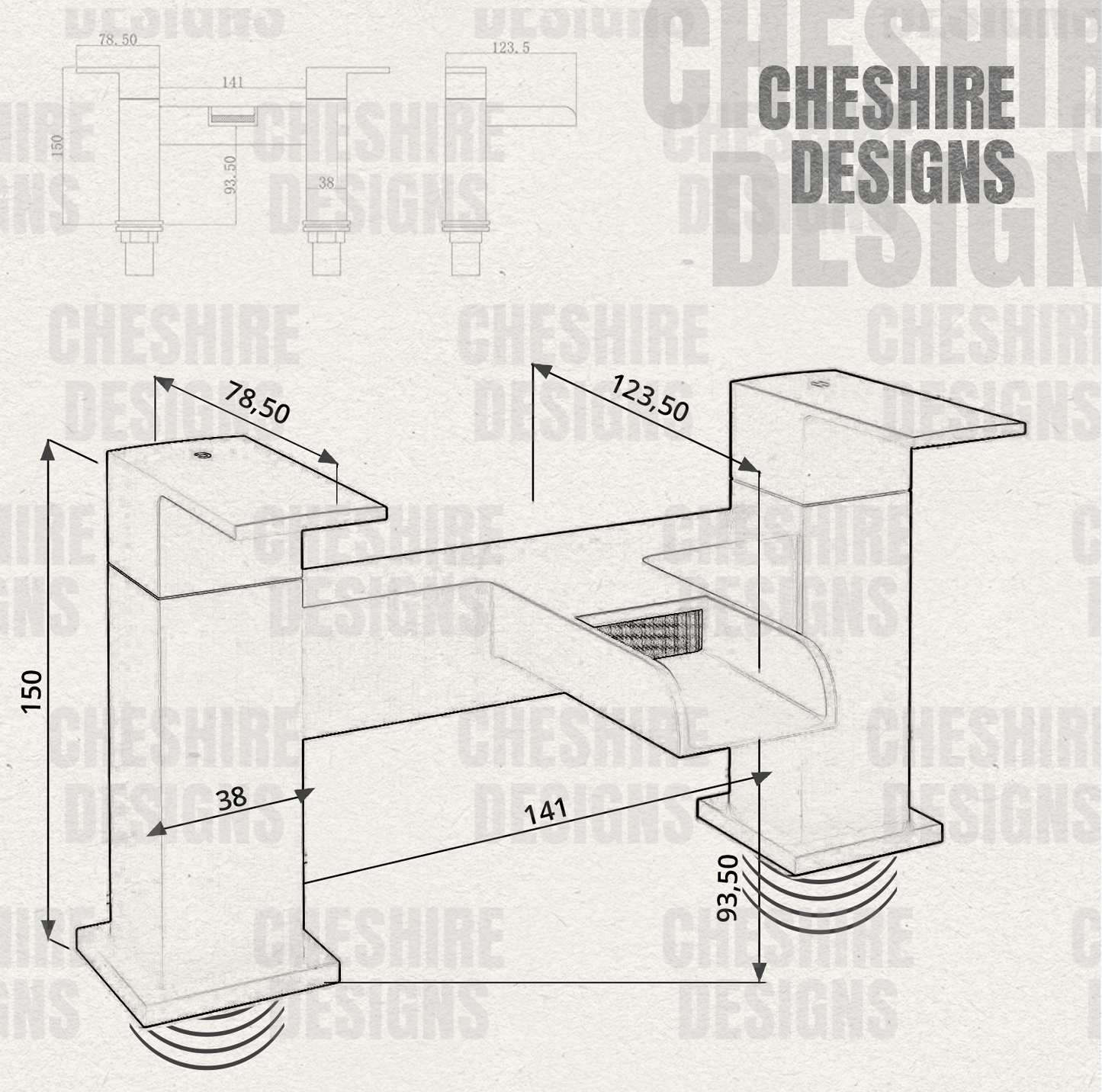 Bathroom Bath Black Tap Waterfall Mono Mixer Square Modern Faucet